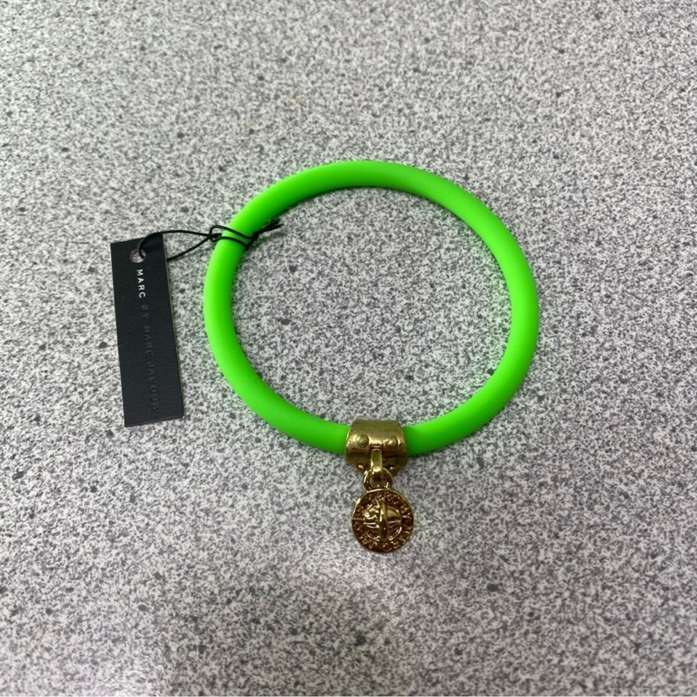 Marc Jacobs Neon Green Bracelet with Gold Charm